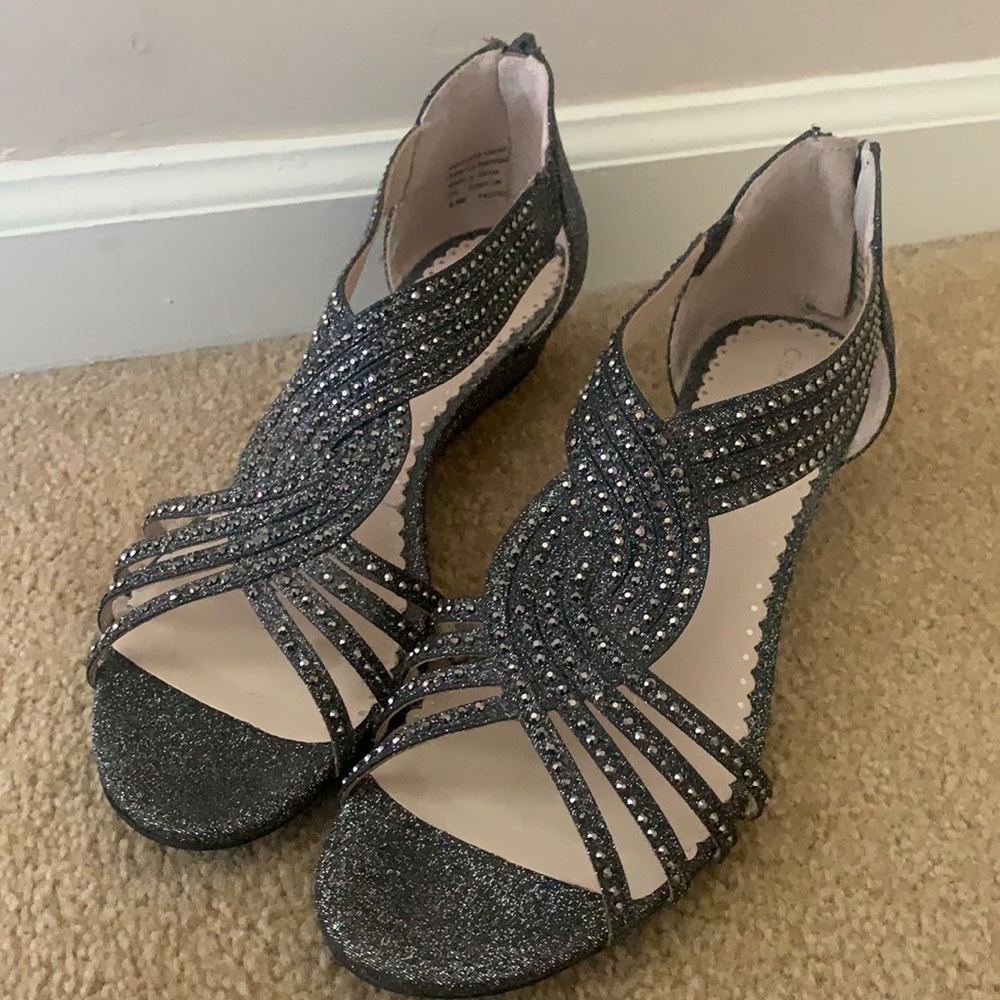 Pewter Wedge Sandals